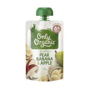 Only Organic Pear Banana Apple Pouch 120g