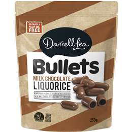 Darrell Lea Milk Chocolate Licorice Bullets 204g