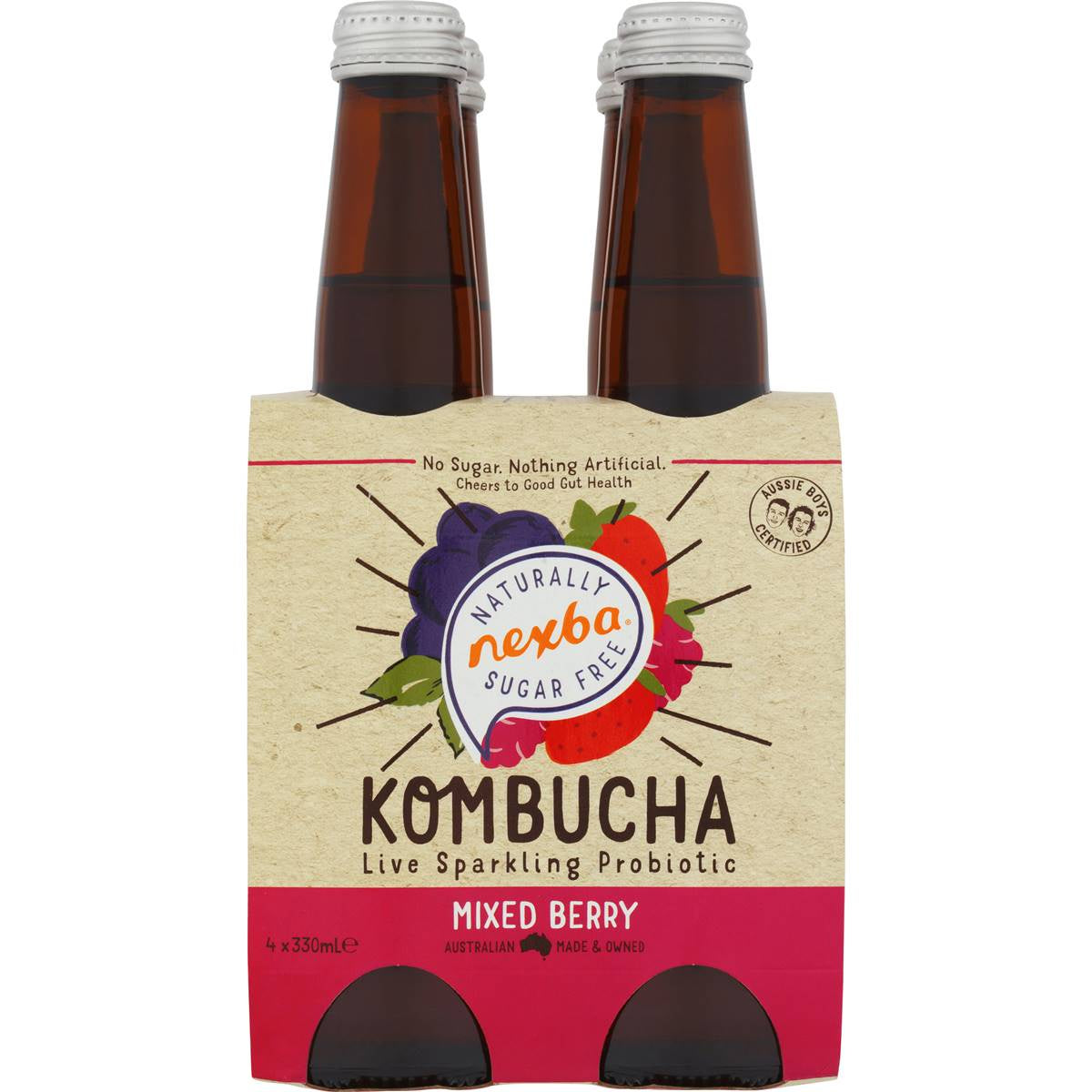 Nexba Mixed Berry Kombucha 330ml 4pk