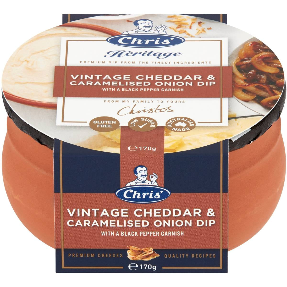 Chris Vintage Cheddar & Caramelised Onion Dip 170g