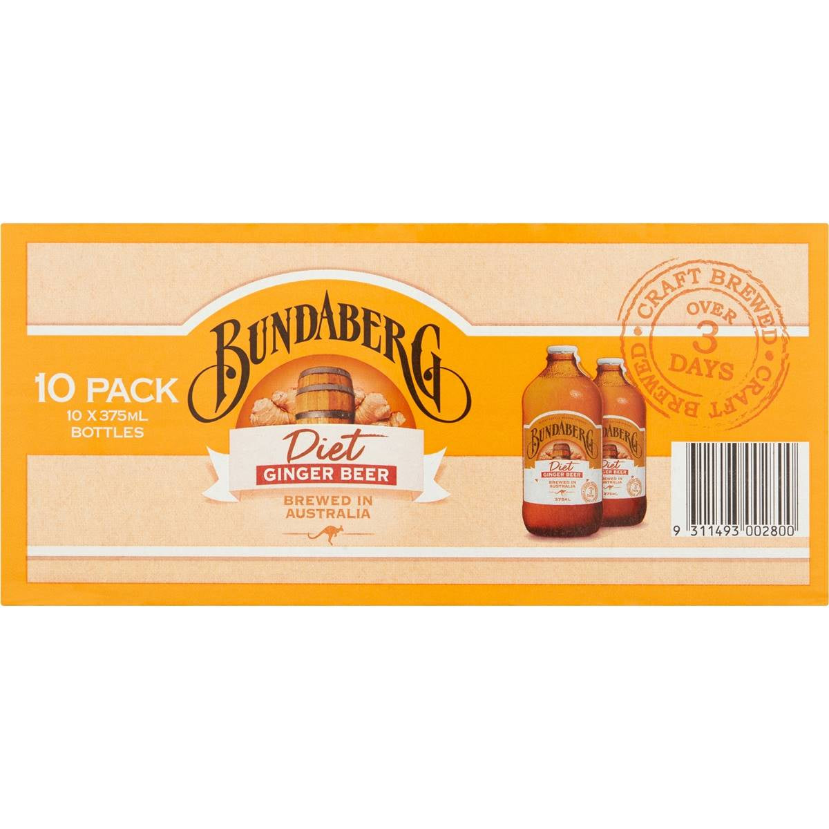 Bundaberg Diet Ginger Beer Bottles 375ml 10pk