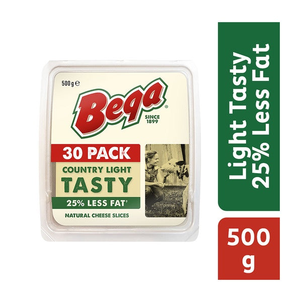 Bega Country Light Tasty Cheese Slices 500g 30pk