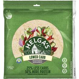 Helgas Wholemeal Lower Carb Wraps 5pk 250g