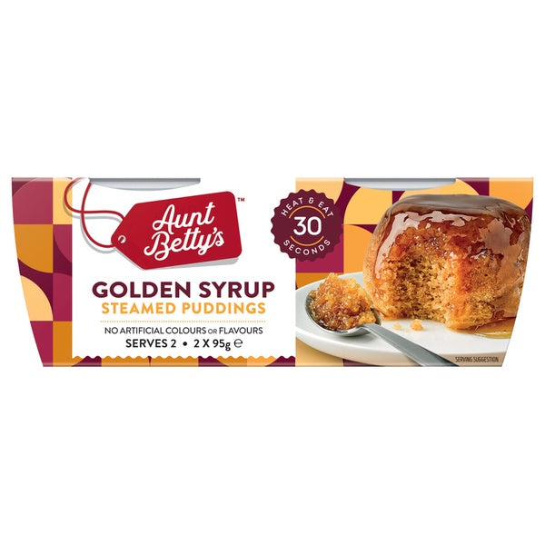 Aunt Bettys Golden Syrup Steamed Pudding 2pk 95g