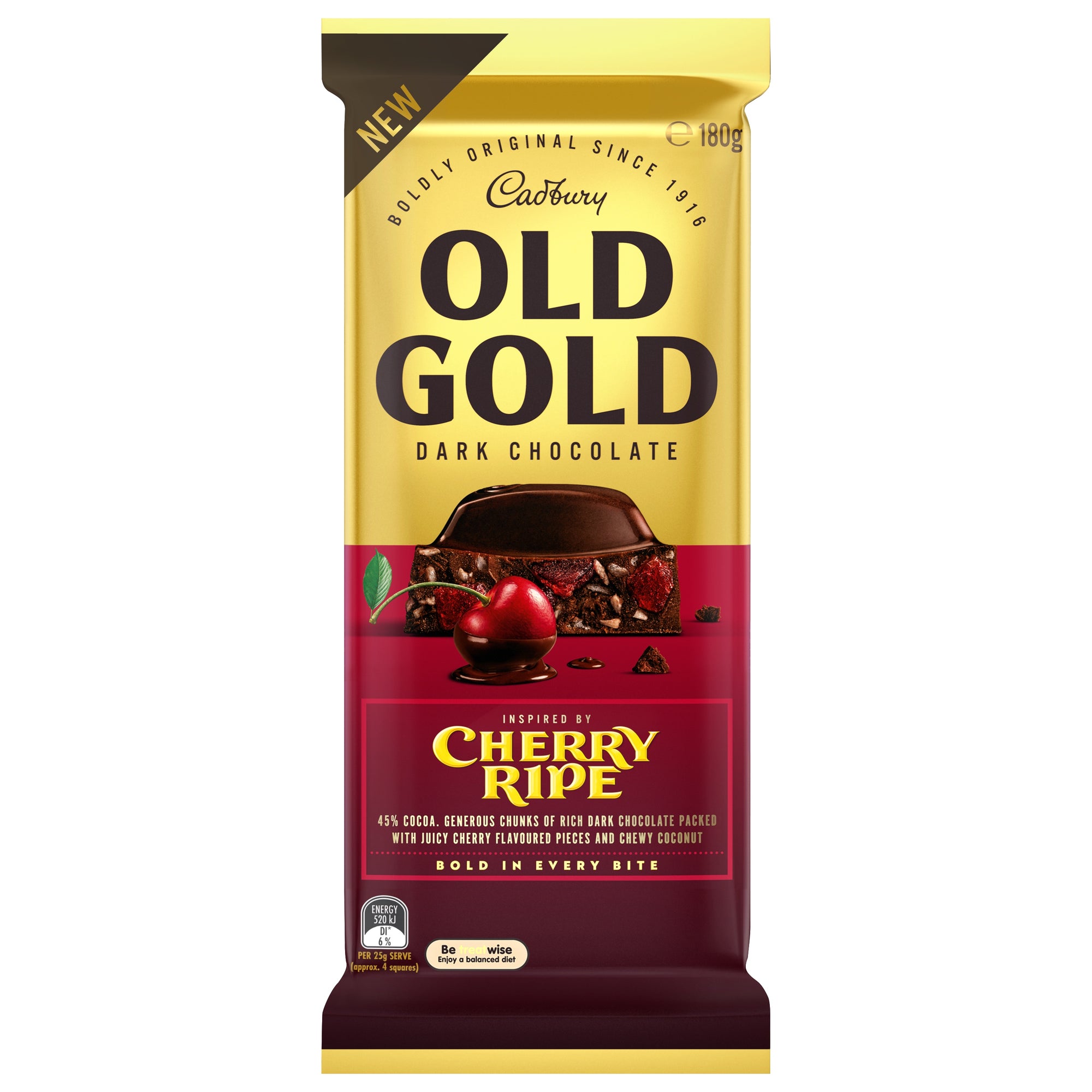 Cadbury Old Gold Cherry Ripe Chocolate Block 180g