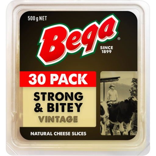 Bega Strong & Bitey Vintage Cheese Slices 500g 30pk