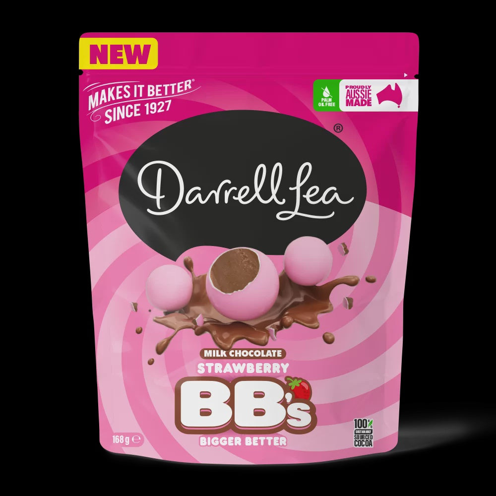 Darrell Lea BB's Strawberry Milk Chocolate Balls 168g