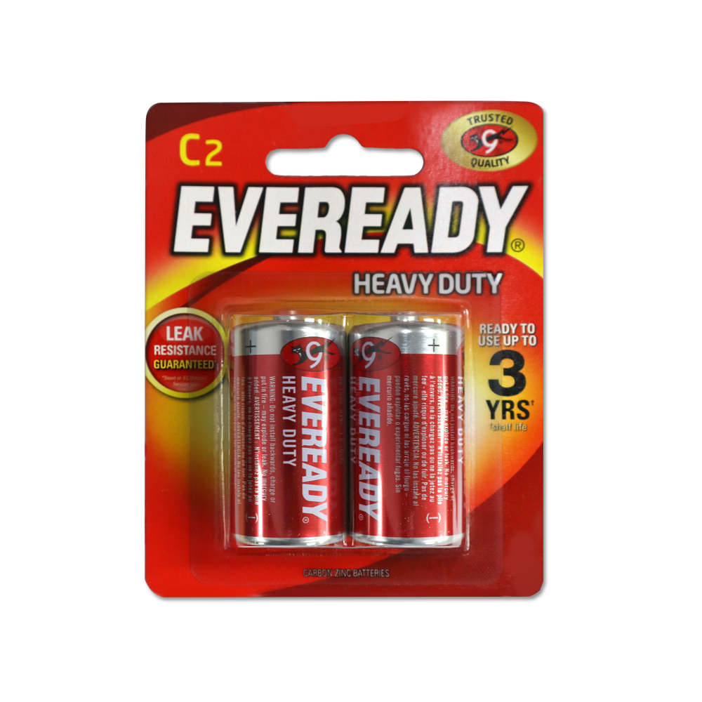 Eveready Heavy Duty C Batteries 2pk