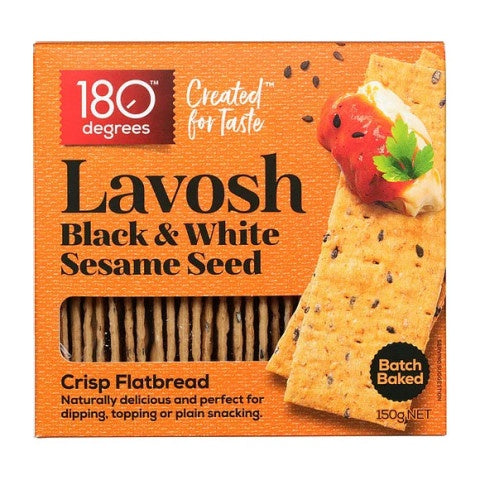 180 Degrees Black & White Sesame Seed Lavosh Crackers 150g