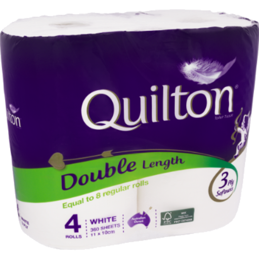 Quilton Double Length Toilet Paper 3ply 4pk