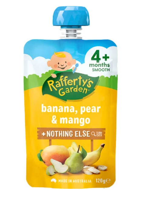 Raffertys Garden Banana Pear & Mango Smooth 4mths+ 120g