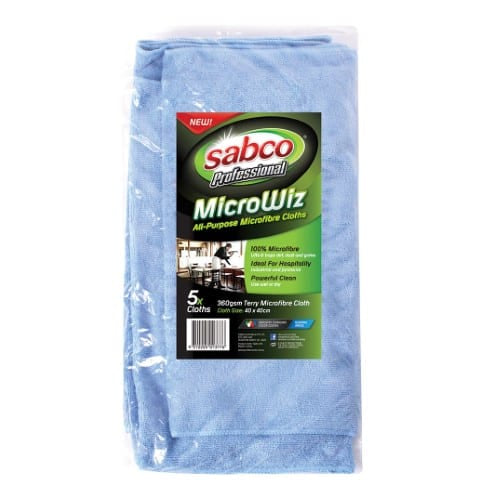 Sabco Blue MicroWiz All Purpose Microfibre Cloth 40cm x 40cm 5pk