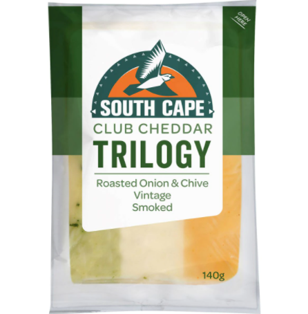 South Cape Roasted Onion & Chive Vintage Smoked Cheddar Trilogy Cheese 140g