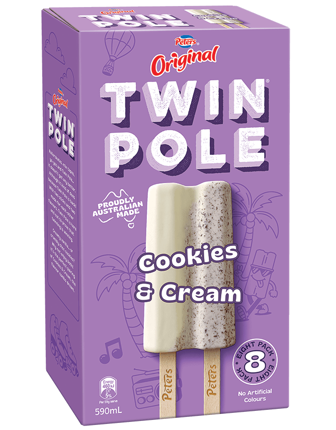 Peters Cookie & Cream Twin Pole Icy Pole 8pk