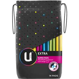 U By Kotex Extra Maxi Super With Wings Pads  14pk