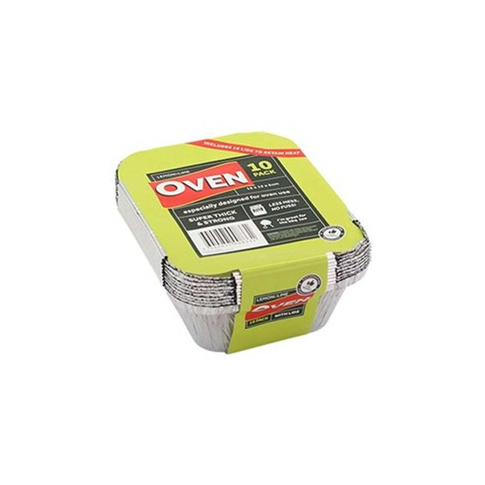 Lemon & Lime Foil Container & Lid 15x12x4.5cm 10pk