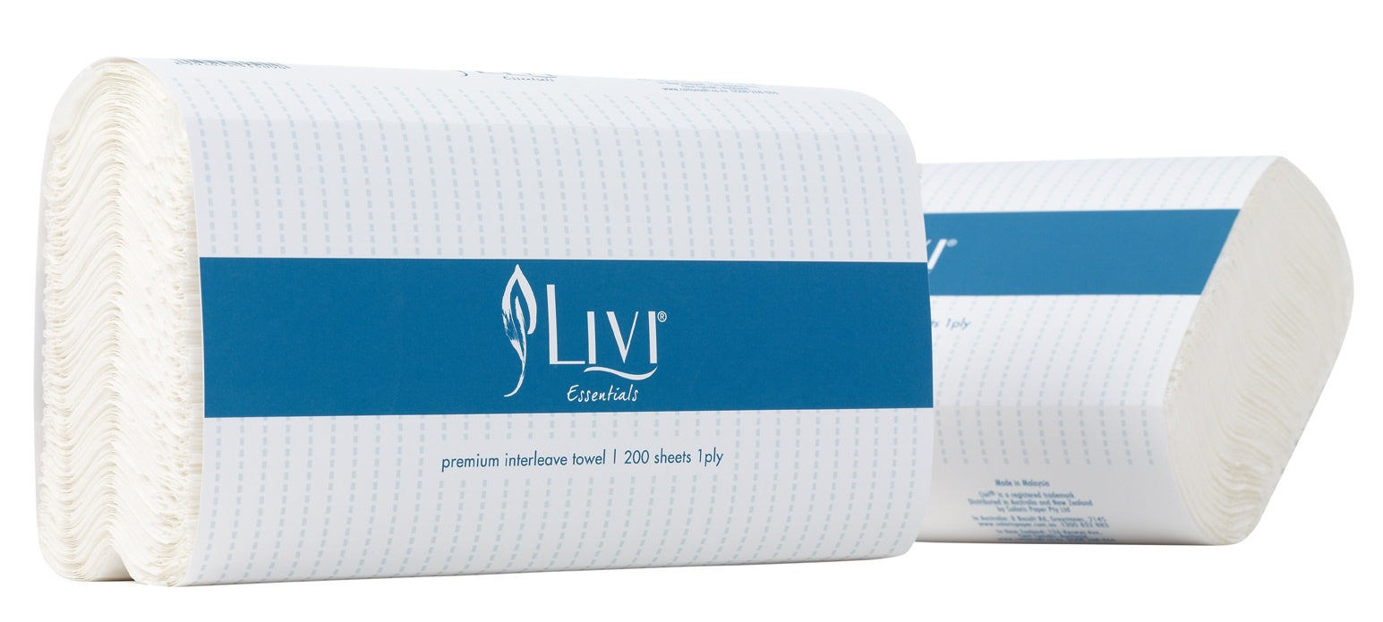 Livi Essentials 1402 Premium Multifold Hand Towel 1ply 200sh 20pk