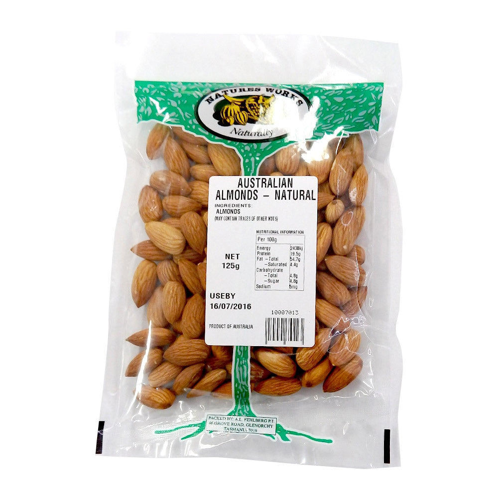 Natures Works Natural Raw Almonds 125g