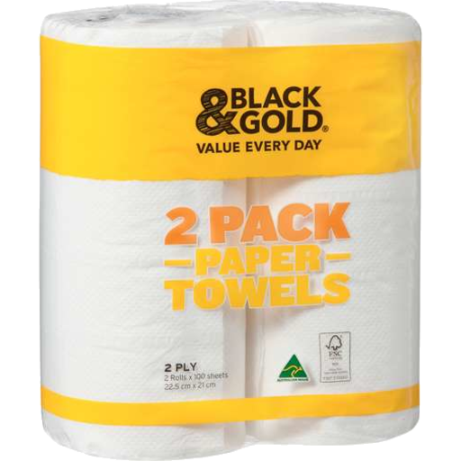 Black & Gold Kitchen Towel 100sh 2pk