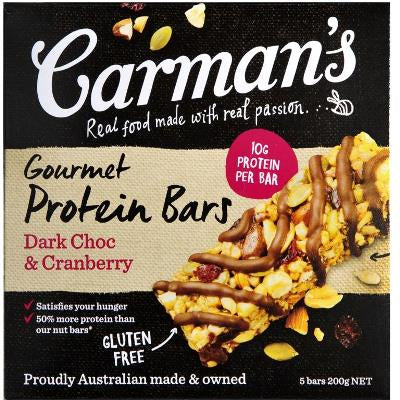 Carmans GF Dark Choc & Cranberry Protein Bars 5pk