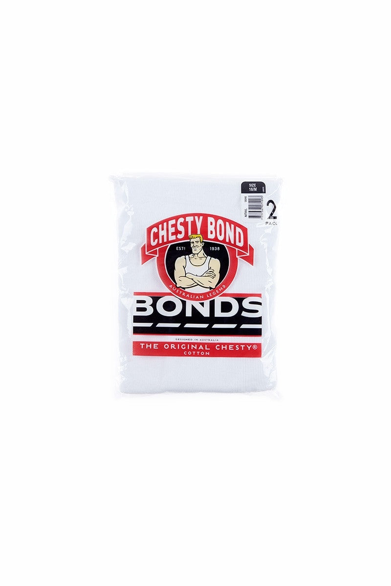 Bonds Mens White  Chesty Cotton Singlet 2pk