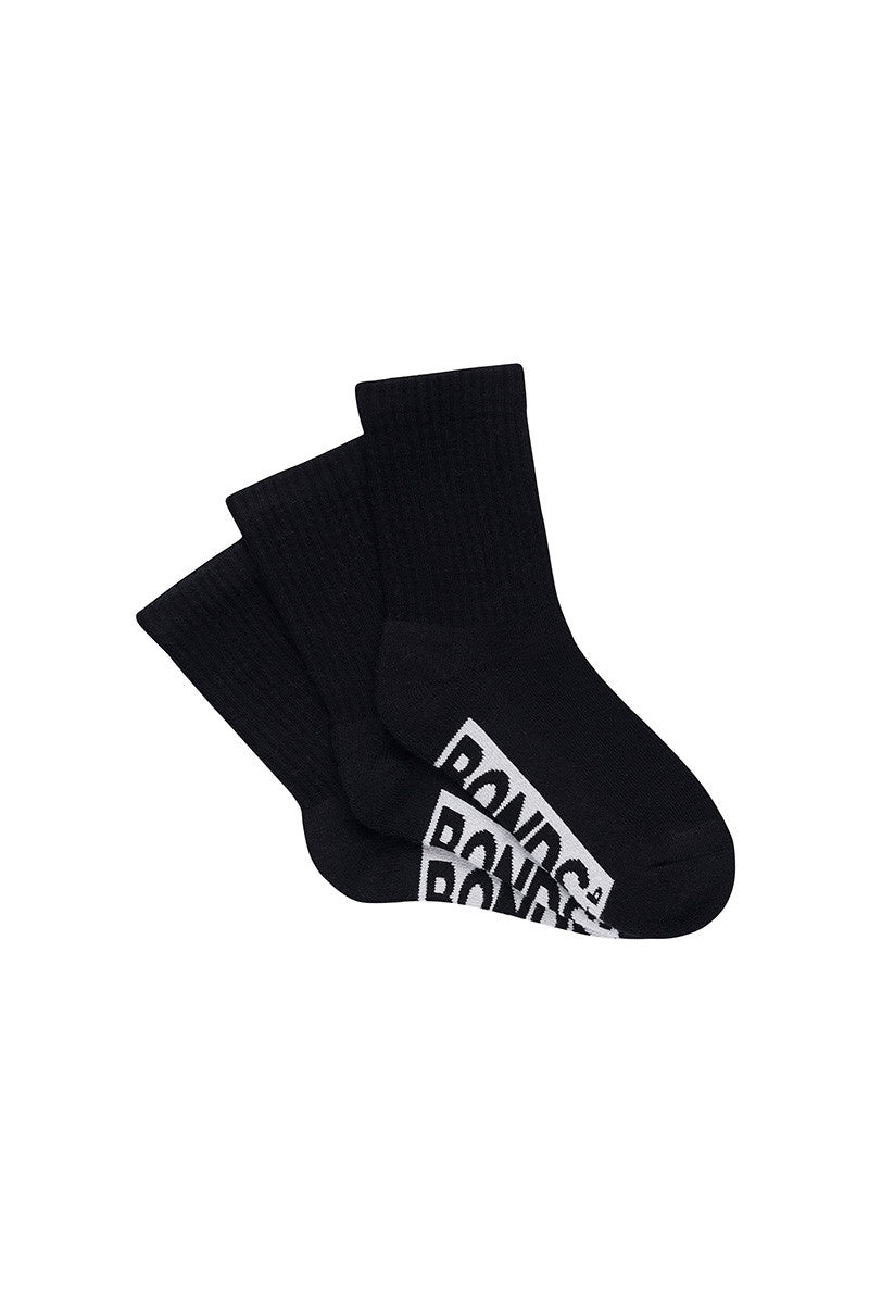 Bonds Kids Black Cushioned Crew Sock 3pk