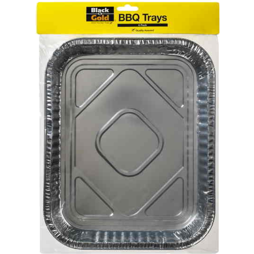 Black & Gold BBQ Foil Tray 4pk