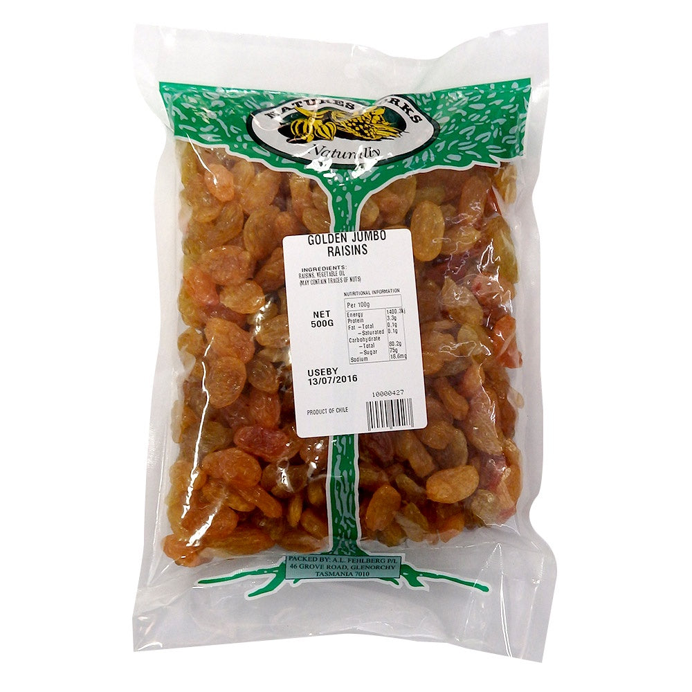 Natures Works Golden Jumbo Raisins 500g