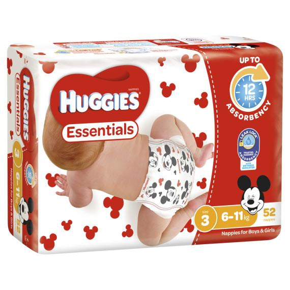 Huggies Essential Nappy Size 3 Crawler 6-11kg 52pk