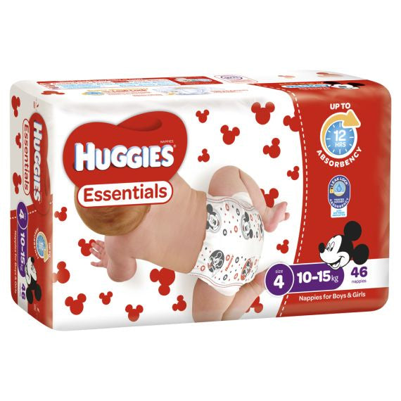 Huggies Essential Nappy Size 4 Toddler 10-15kg 46pk