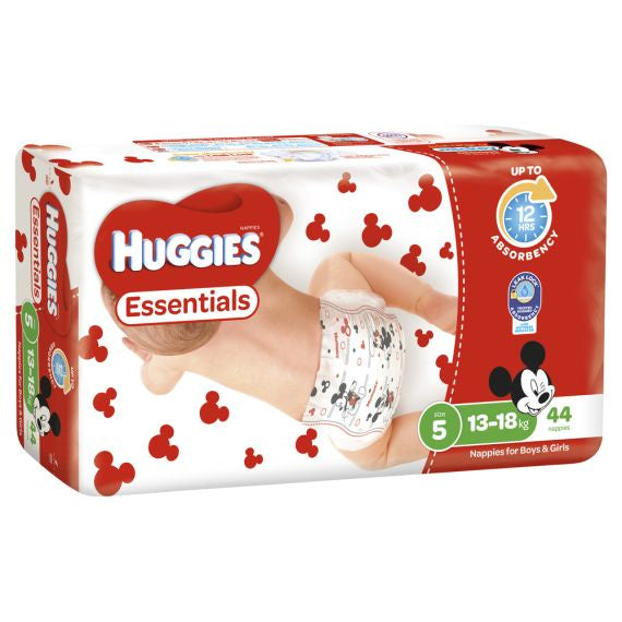 Huggies Essential Nappy Size 5 Walker 13-18kg 44pk