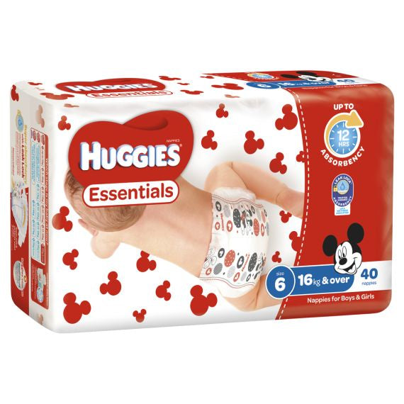 Huggies Essential Nappy Size 6 Junior 16kg+ 40pk