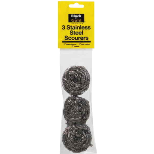 Black & Gold Stainless Steel Scourer 3pk