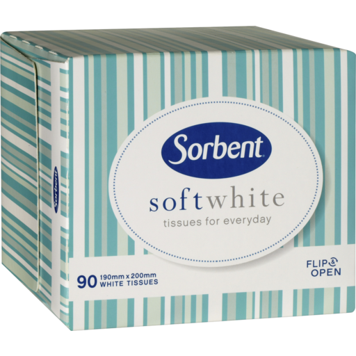 Sorbent Soft White Facial Tissues 90pk