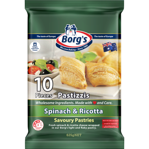 Borgs Spinach & Ricotta Pastizzis 625g 10pk