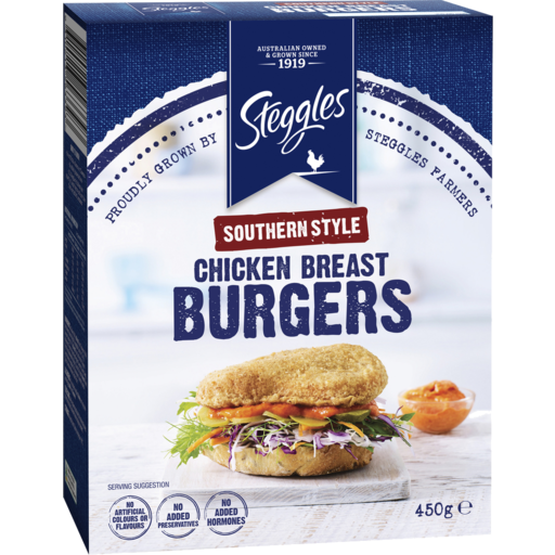 Steggles Southern Style Chicken Breast Burgers 4pk