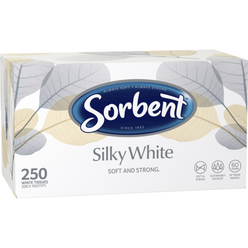 Sorbent Silky White Tissues 250pk