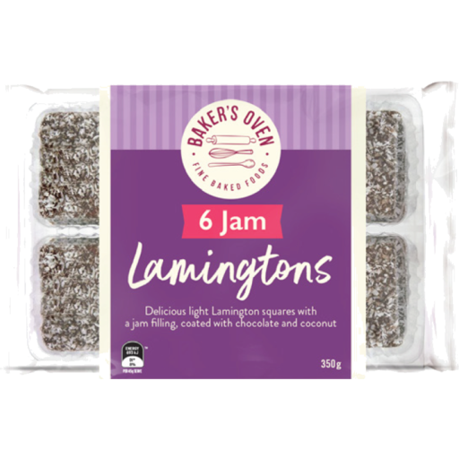 Bakers Oven Jam Lamington 6pk 350g