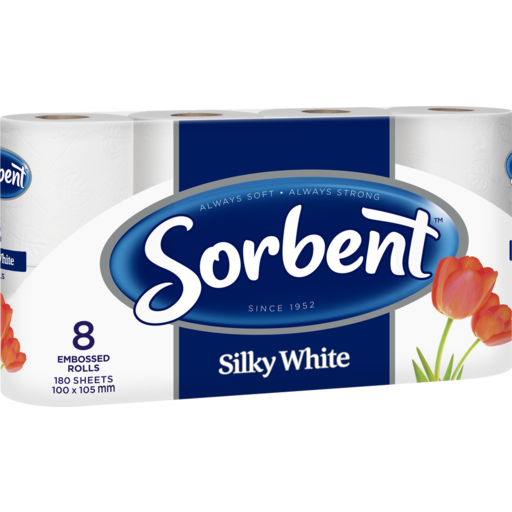 Sorbent Silky White Toilet Paper 8pk