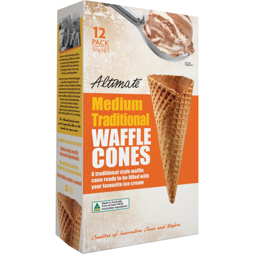 Altimate Medium Traditional Waffle Cones 12pk 150g