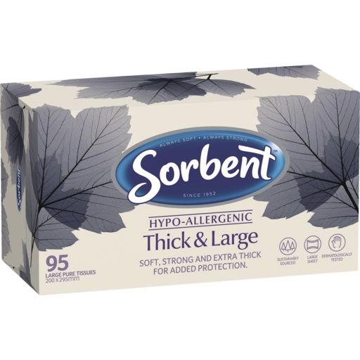 Sorbent Hypo Allergenic Thick & Large Tissues 95pk