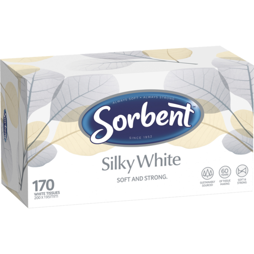 Sorbent Silky White Tissues 170pk