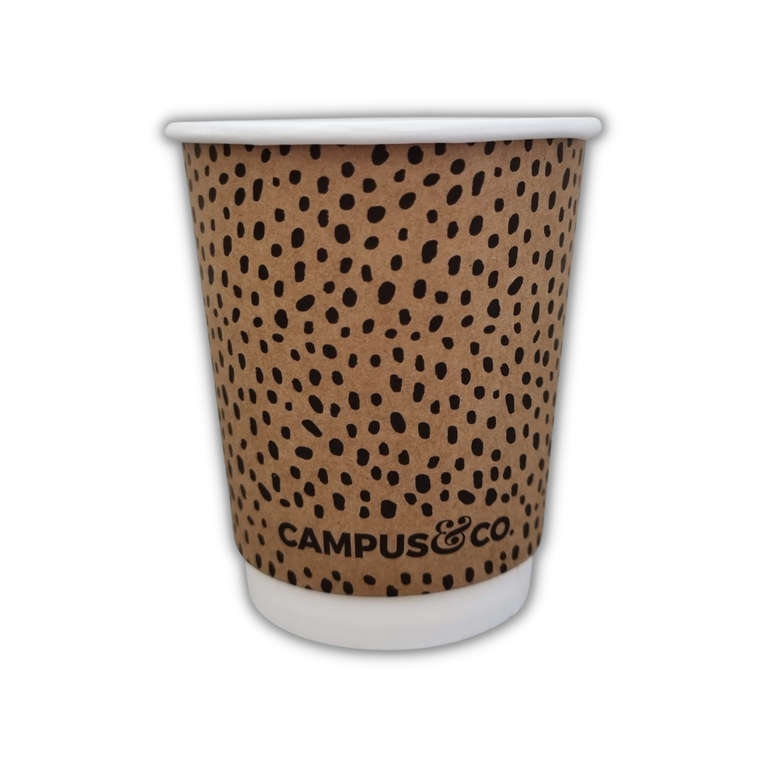 Campus & Co Abstract on Kraft Disposable Double Wall Coffee Cup 8oz 25pk