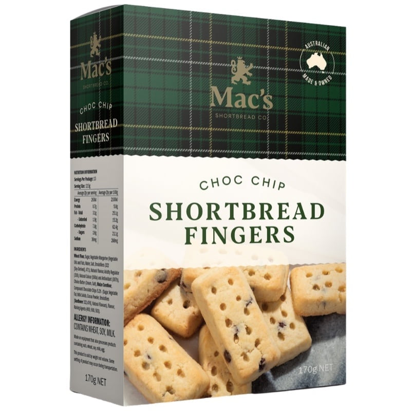 Macs Choc Chip Fingers 170g