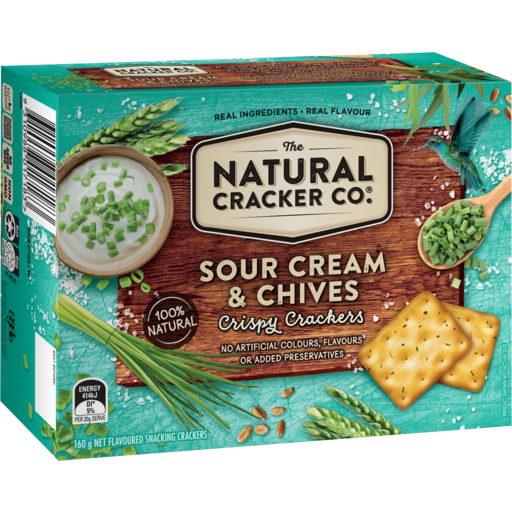 The Natural Cracker Co Sour Cream & Chives Crispy Crackers 160g