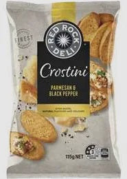 Red Rock Deli Parmeson & Black Pepper Crostini Crackers 115g