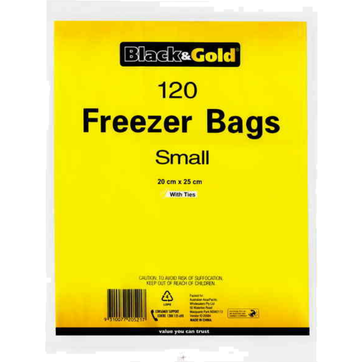 Black & Gold Small Freezer Bags 120pk