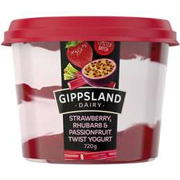 Gippsland Strawberry Rhubarb Passionfruit Twist Yoghurt 720g