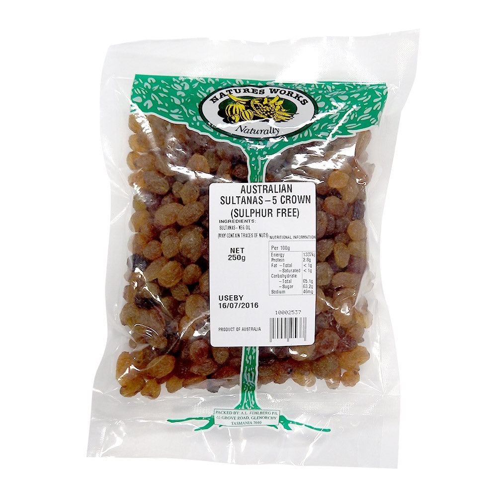 Natures Works Sultanas 5 Crown 250g