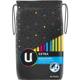 U by Kotex Extra Maxi Regular With Wings Pads 16pk